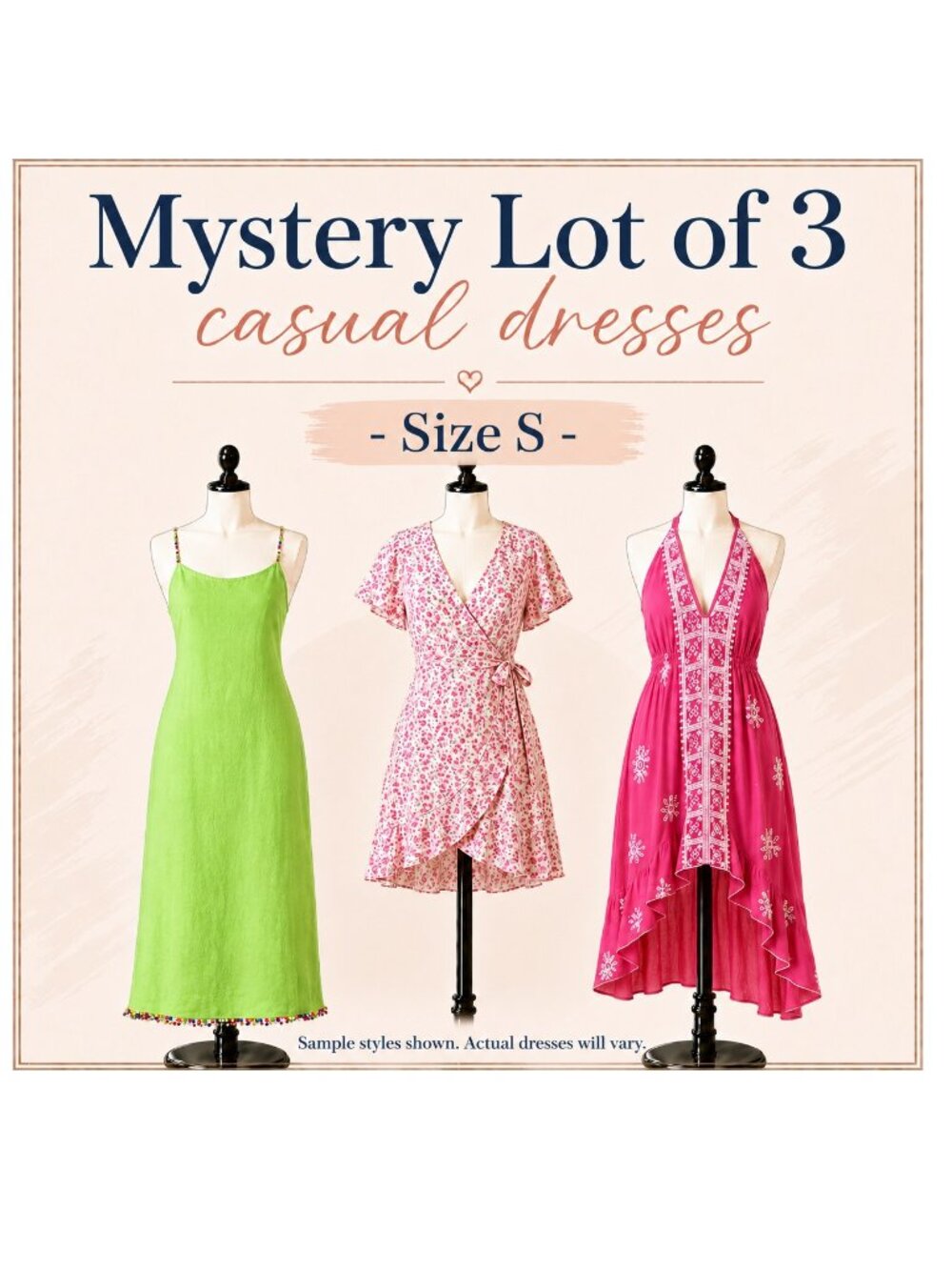 Mystery Lot of 3 Womens Casual Dresses - Size S